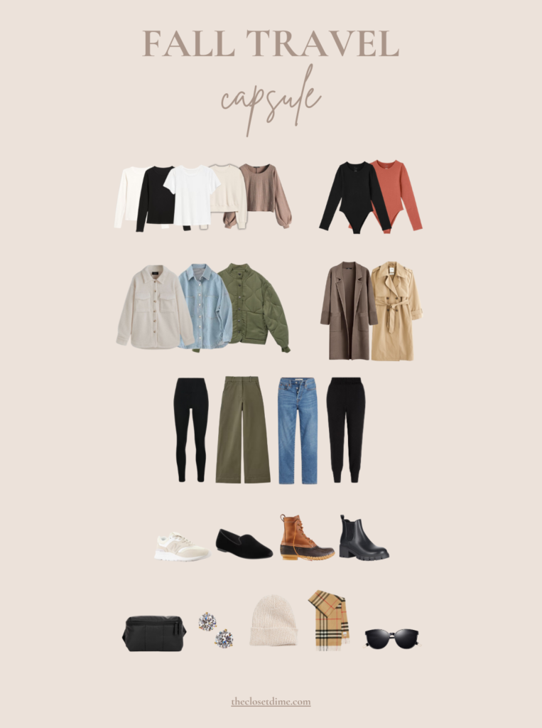 fall travel capsule wardrobe graphic