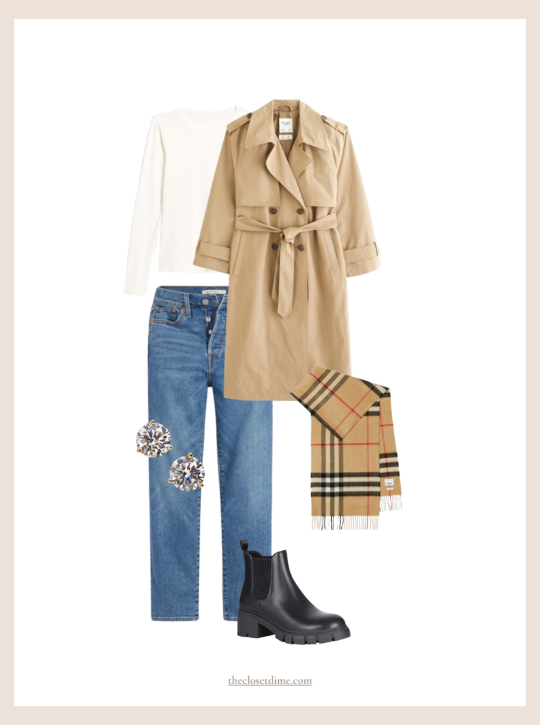 fall trench coat outfit for a day at the vineyard