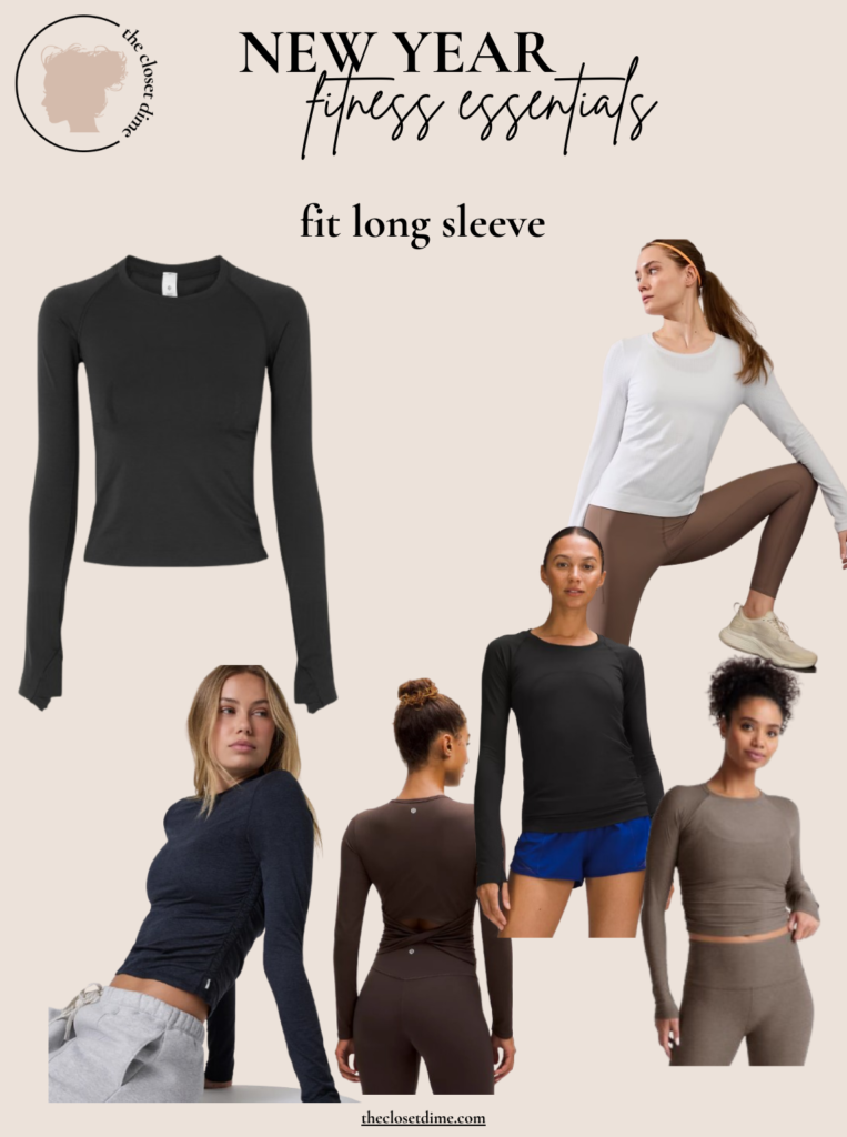 collage of long sleeve shirts for workouts